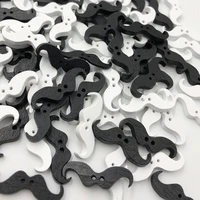 50pcs black and white color cute mustache wood buttons sewing mix lots wb75