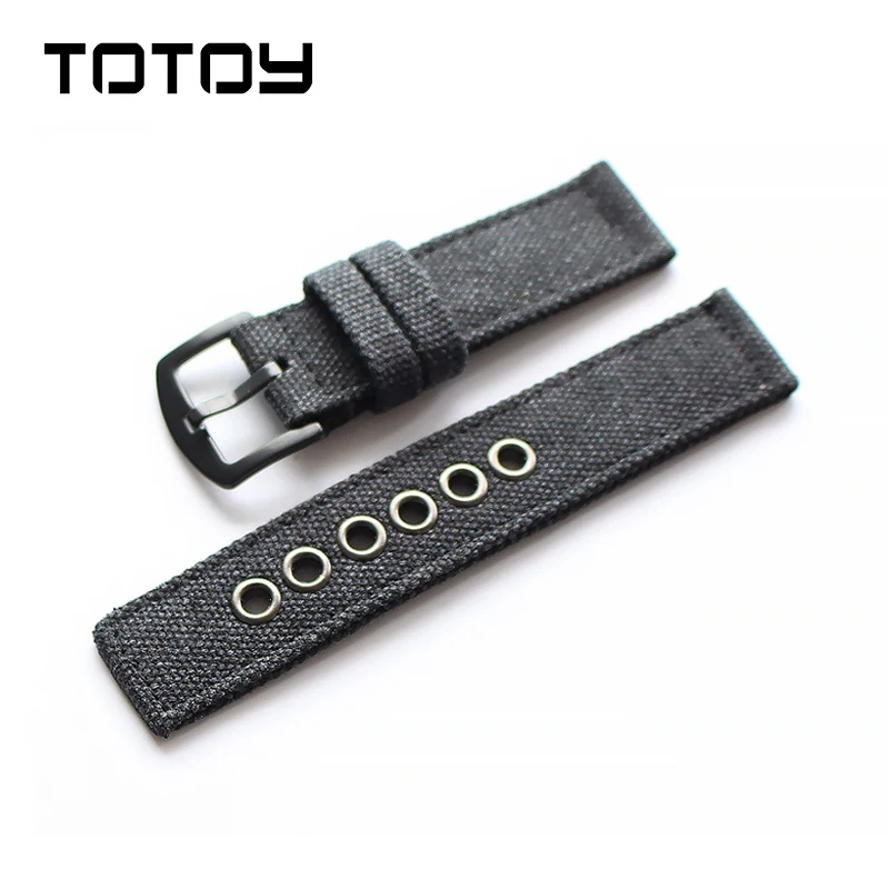 TOTOY холщовый ремешок оптом, 20 мм/22 мм/24 мм мужской джинсовый холщовый ремешок, спортивные военные часы Ремешки для наручных часов, стиль движения