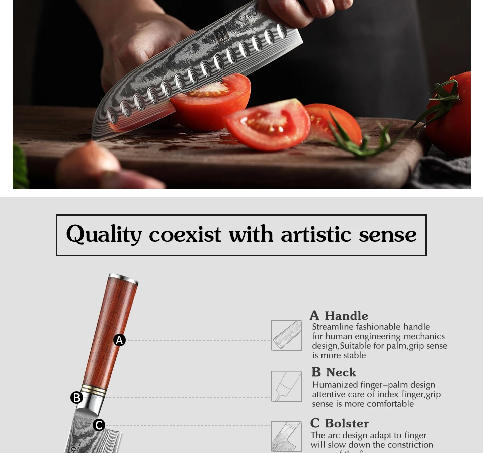 XINZUO 3 PCS Professional Kitchen Knife Set Japanese VG10 Damascus Steel Kitchen Cutlery Sharp Santoku Utility Chef's Knives