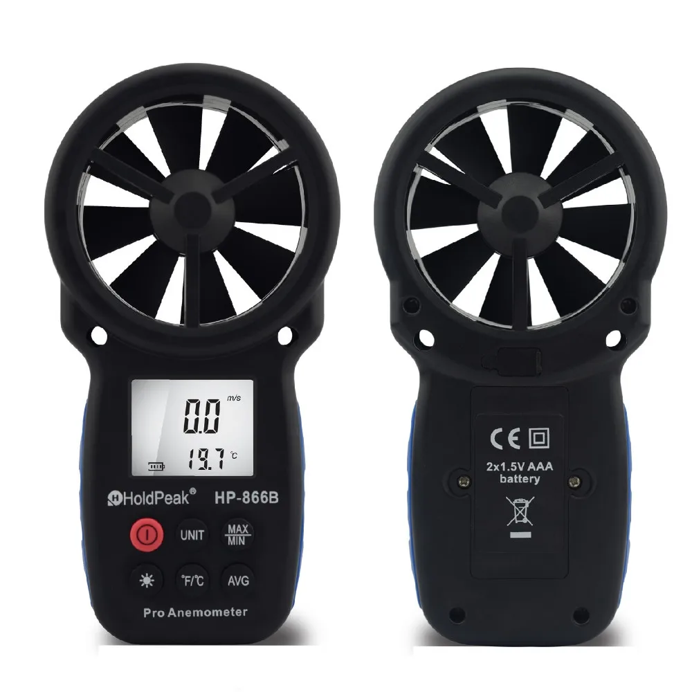 

3pcs HOLDPEAK 866B Digital Anemometer Wind Speed Meter Measures Wind Speed Temperature Wind Chill HP866 Measure Tool Wholesale