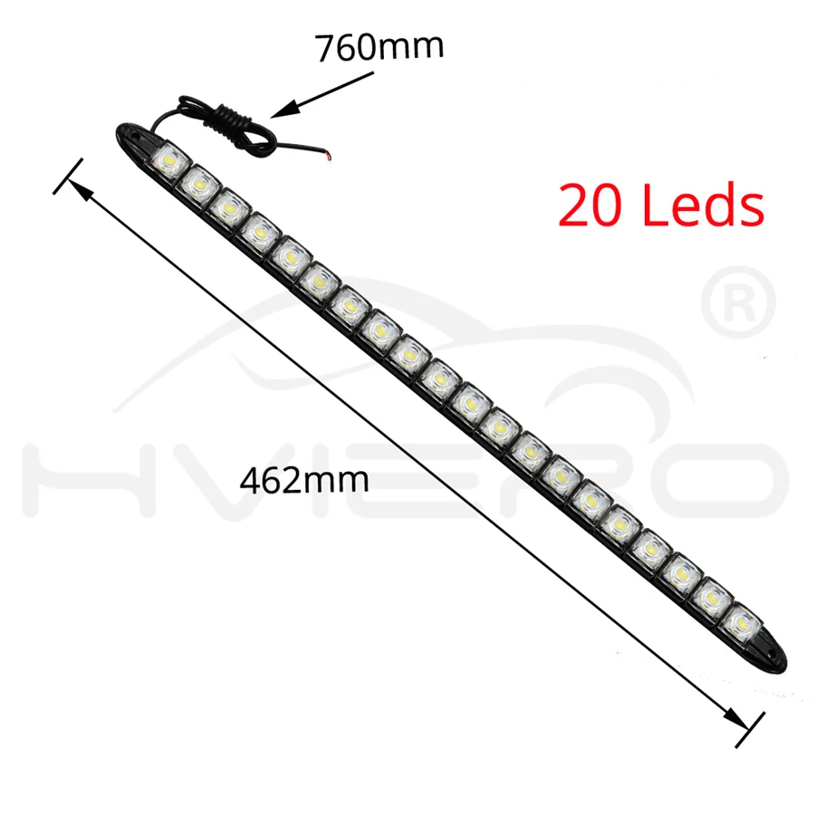 20 Led Светодиодный, белый, авто, декоративная, гибкая светодиодная лента, высокая мощность, 12 В, авто, светодиодный, дневной, ходовой светильник, Светодиодная лента, светильник, черный корпус - Испускаемый цвет: 20 Led
