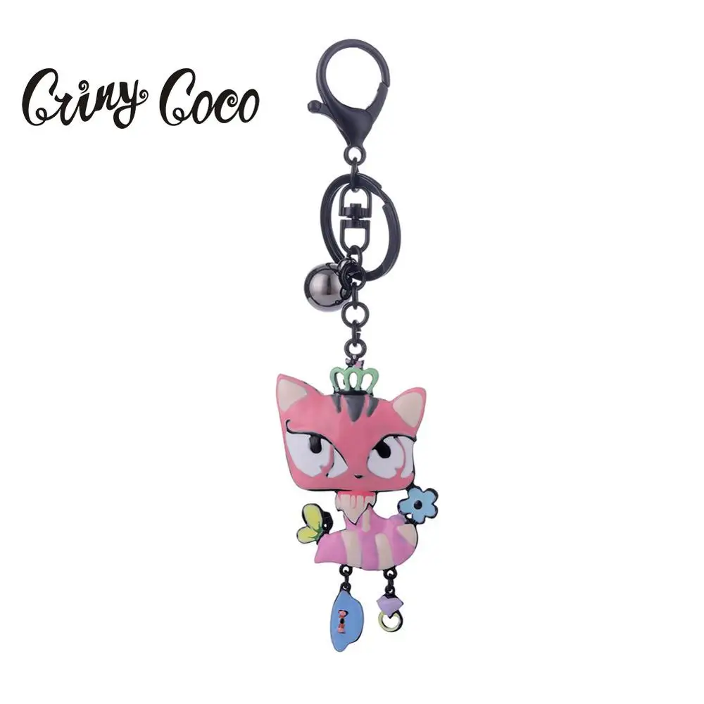 Милый брелок с мультяшным котом брелоки для автомобильных ключей черные