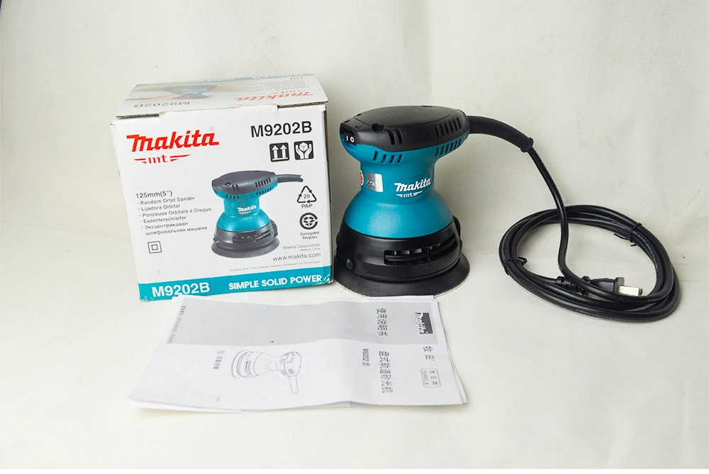 Япония Makita шлифовальный станок с дисковой дорожкой 240 Вт 23 мм 12, 000OPM деревообрабатывающая наждачная бумага M9202B шлифовальная вибрационная шлифовальная машина по дереву