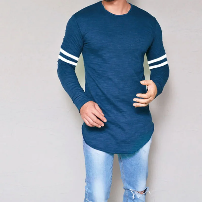 Men Hot Sale Fashion Fitness T-Shirt Bodybuilding Long-Sleeve Muscle Basic Print Blouse Tee Shirt Top Casual | Мужская одежда