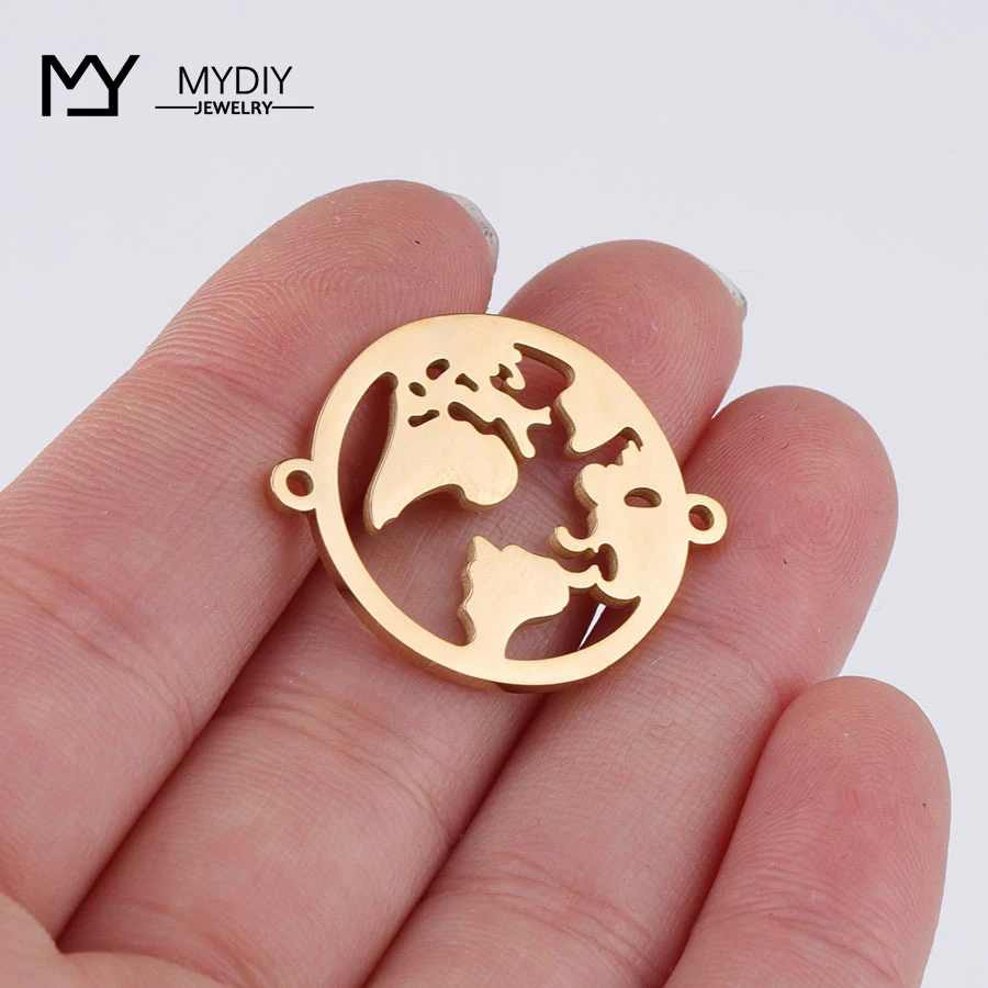 DIY зеркало ручной работы из нержавеющей стали вырез кулон с картой мира Linker карта