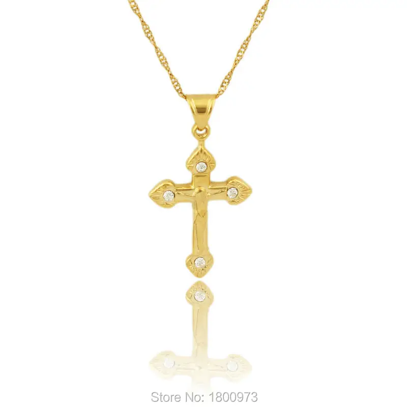 Ожерелье с кулоном в виде Креста Иисуса для женщин и мужчин колье золотого цвета