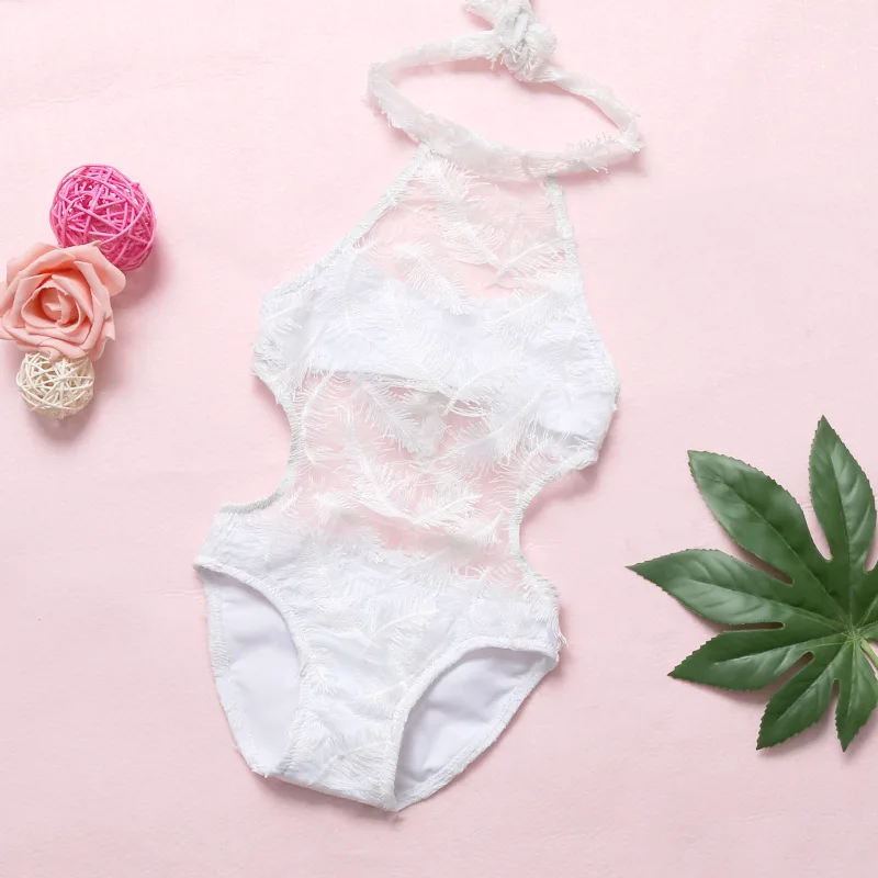 Новый кружевной купальник для девочек детские купальники цельный купальный