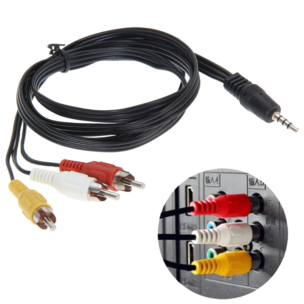 

Brand New 3.5mm Jack To 3 RCA Male Plug Adapter Audio Converter 1.2M/4Ft Video AV Cable Wire Cord 1.2M 4FT High Quality