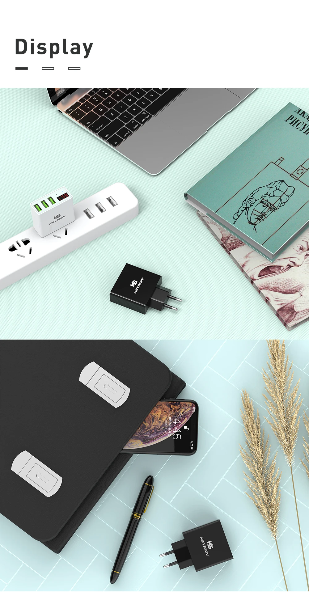 KEYSION светодиодный цифровой 3 порта USB зарядное устройство универсальное настенное зарядное устройство для мобильного телефона для iPhone XS MAX XR X 8 7 для samsung S8 S9 адаптер