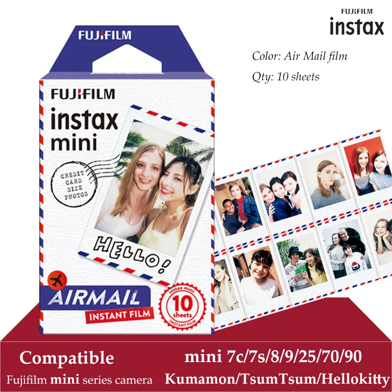 Fujifilm Instax Mini Film Airmail 10 листов для FUJI Instant Photo Camera 9 8 7s 70 90 25 смартфон принтер SP 2