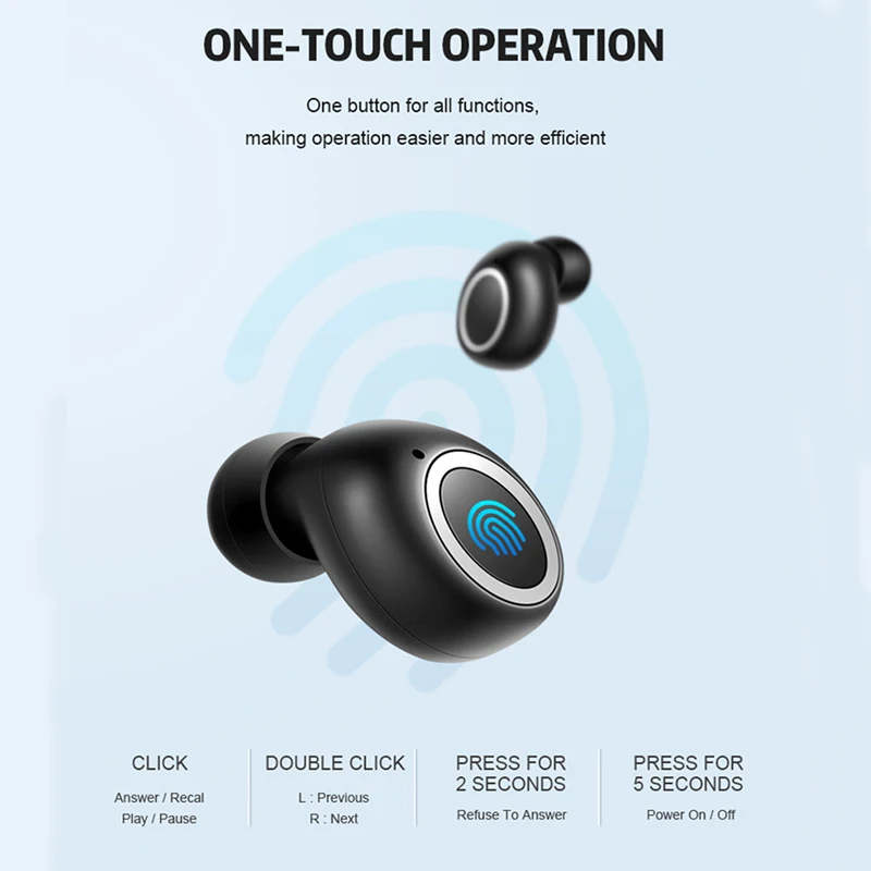 TEBAURRY Bluetooth наушники 5,0 TWS мини беспроводная гарнитура сенсорное управление 3D стерео бас наушники с зарядной коробкой портативный