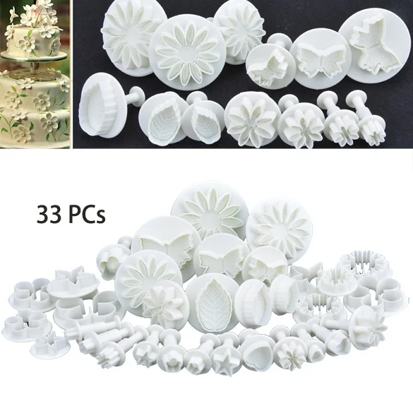 33 шт помадка торт резак эжектор штамп моделирование границы украшения марципан