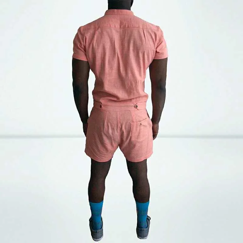 Модные мужские шорты Ползунки Лето с коротким рукавом стрейч комбинезон