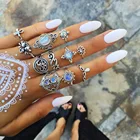 Винтажные женские кольца Bague Femme геометрической формы, в стиле бохо, набор колец с кристаллами на суставах в богемном стиле на пальцы рук, ювелирное изделие серебряного цвета