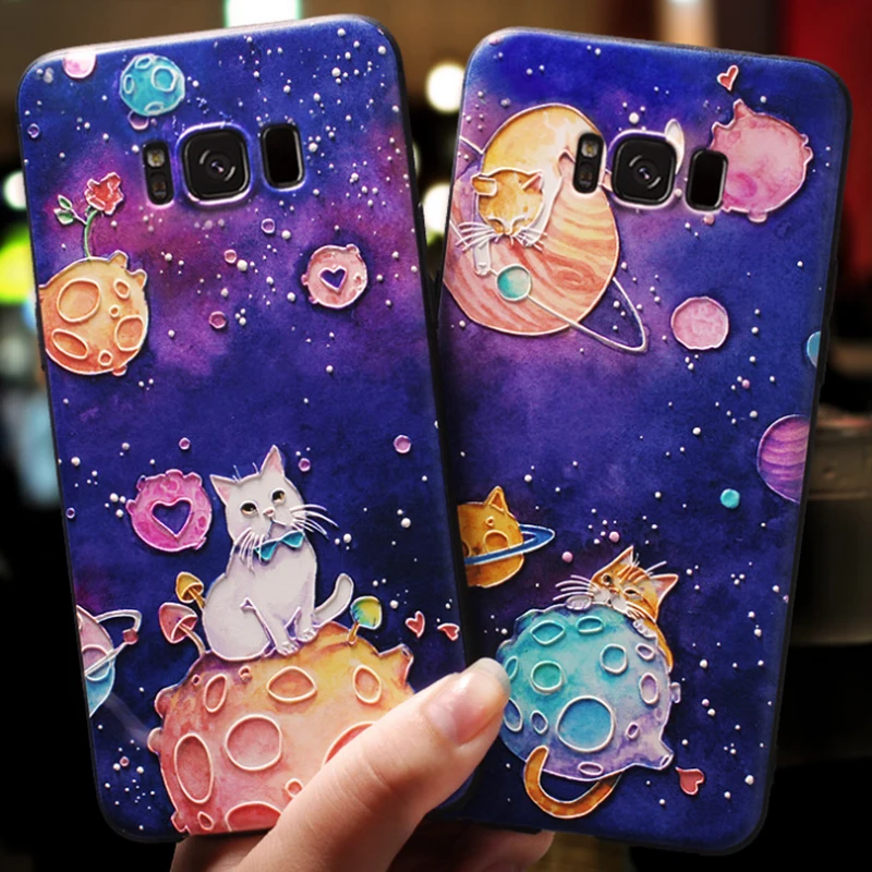 Чехол s для samsung Galaxy A50 A71 A51 A40 A70 A9 A7 A8 A6 плюс 2018 чехол S8 S9 S11 S10 S10e пространство кошки 3D
