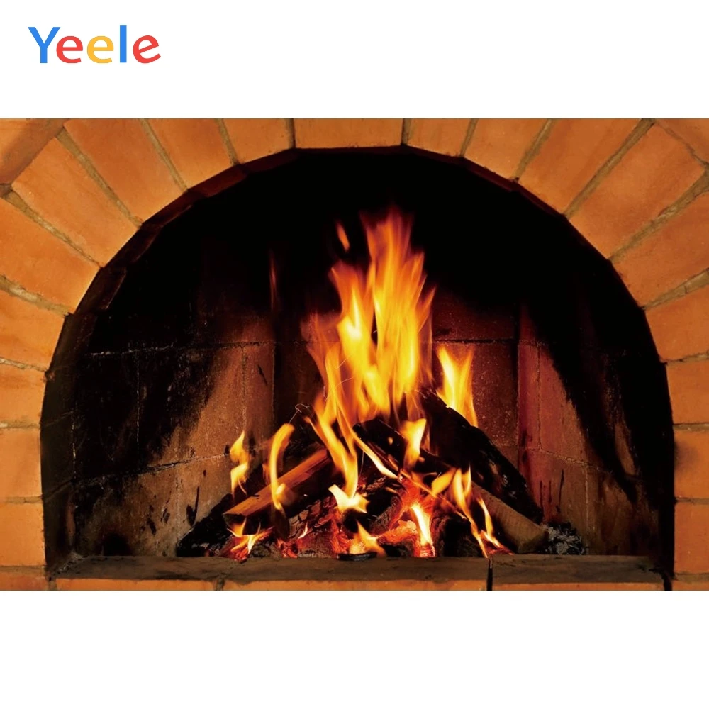 Виниловый фон для детской фотосъемки с изображением камина огня и