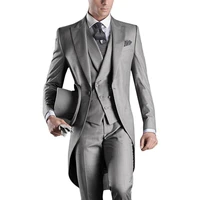 jeltonewin 2021 custom made tailcoat men suit classic light grey groom tuxedos blazer men wedding dinner party suits bridegroom