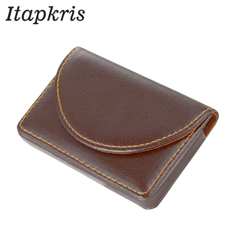 

Fashion Leather Women Business Credit Card Holder Solid Vintage ID Name Bank Card Case Small Money Bag Men Porte Carte