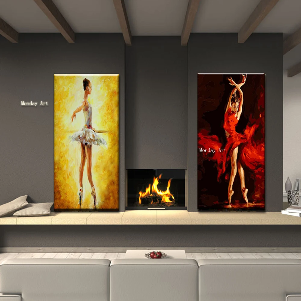 

High quality Hand Painting Ballet Girl Palette Knife Oil Painting On Canvas Wall Picture For Living Room Home Decor Pictures