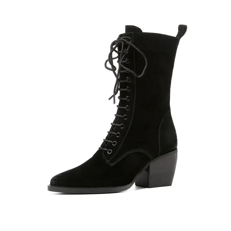 

ASUMER 2020 new hot sale women autumn black boots simple pointed toe mid calf boots unique popular classic thick heels boots