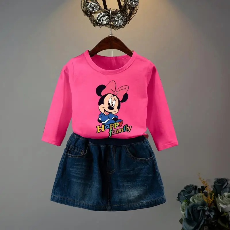 Picture Roupas infantis menino/комплекты для девочек коллекция года, весенне-летняя детская одежда с Минни, пуловер футболка+ юбка, комплект из 2 предметов - Цвет: Picture