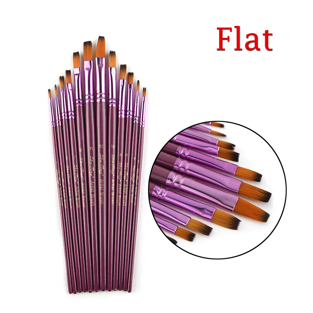 

12Pcs/set Nylon Hair Wooden Handle Watercolor Paint Brush Pen Set for Learning Oil Acrylic Painting Art Paint Brushes Supplies
