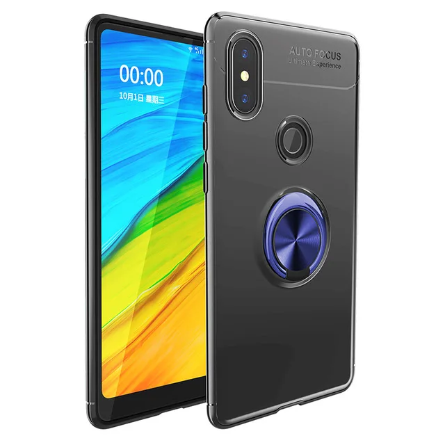 Для Xiaomi mi Mix 2S Чехол Explorer, силиконовый гелевый Чехол, автомобильный держатель, магнитный кронштейн, кольцо на палец, ТПУ чехол для mi x 2 - Цвет: blue
