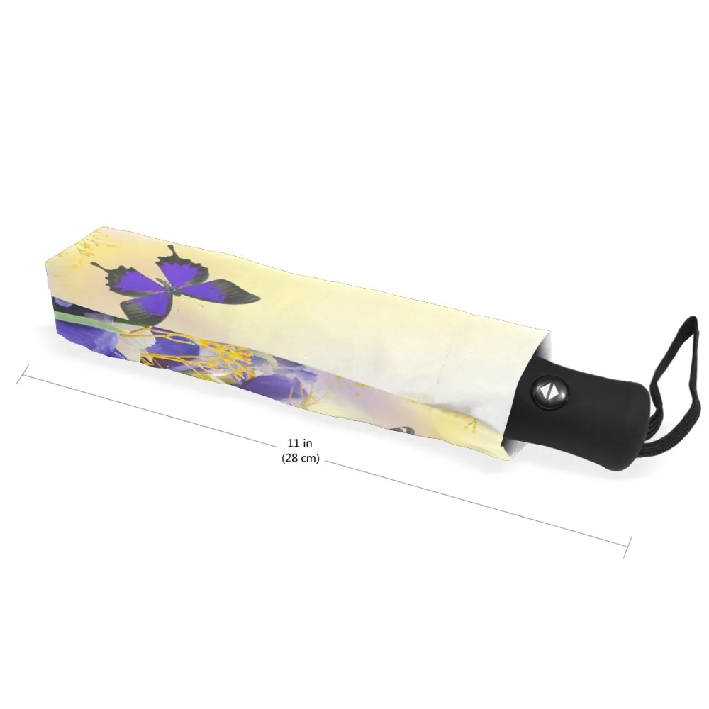 Оригинальный складной зонт с бабочкой и цветком УФ брендовый автоматический от