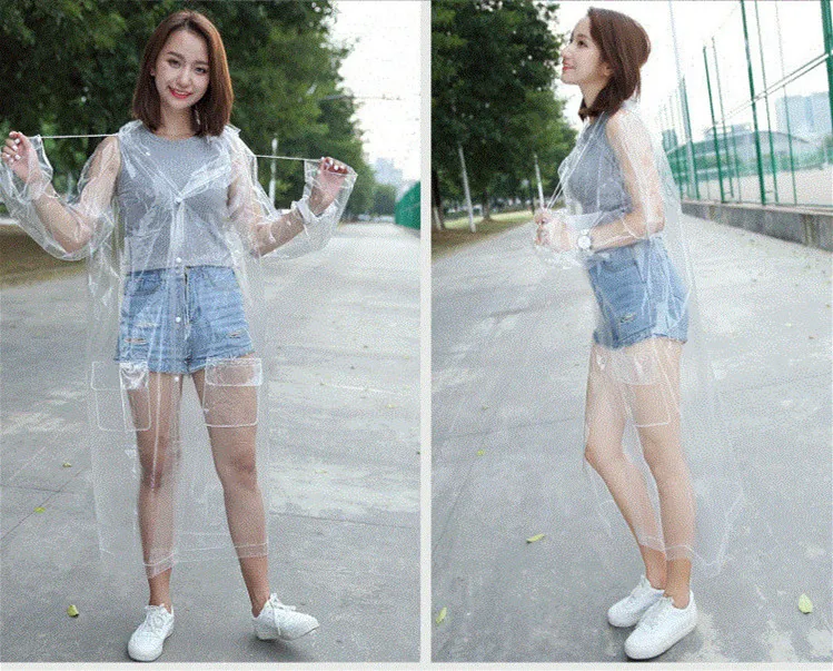Transparent Long Raincoat Women Men Rain Coat Poncho Travel Chubasqueros Impermeables Fashion Show Hooded Protective Suit | Дом и сад