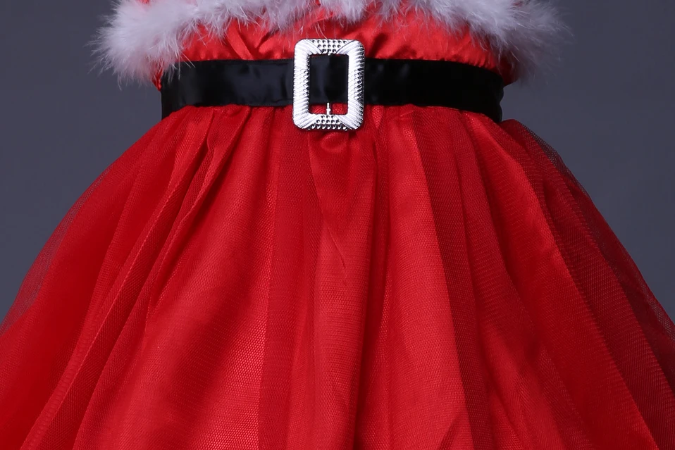 Cutestyles Red Dress Girl Top With Fur Girls Holiday Dresses Young Party GD41030-01 | Детская одежда и обувь
