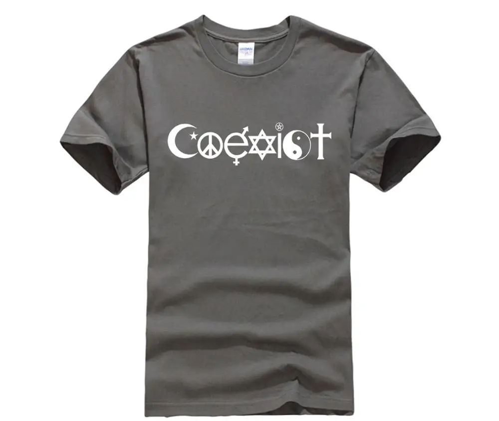 Мужская футболка с коротким рукавом Coexist Fun хлопковая Футболка принтом на заказ |