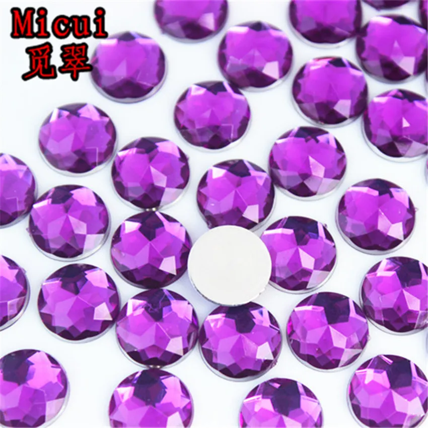 200 шт. круглые акриловые стразы Micui разных цветов 10 мм Кристальные Стразы с
