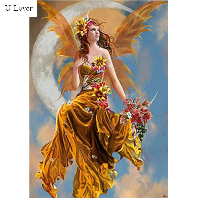 Алмаз вышивка портрет луна красоты 5d diy алмаз живопись девушка ангел круглый