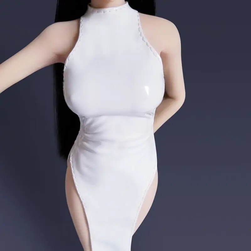 

1/6 Scale Sexy Female Woman Dress Cheongsam Skirt Leather Dress set For 12"TBLeague Girl Large Bust Seamless Body