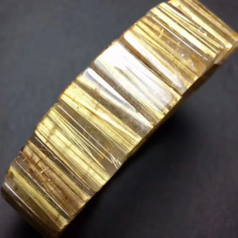 Браслет из настоящего натурального золота с рутилированным кварцевым