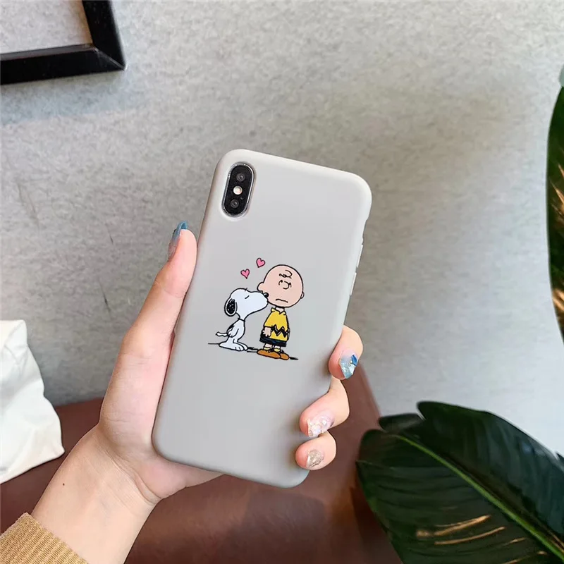 PEANUTS мультфильм Charlie коричневый и собака мягкий чехол для телефона для Iphone11 11pro 6 6S 7 8 Plus X Xs Xr Max матовый карамельный чехол capas funda