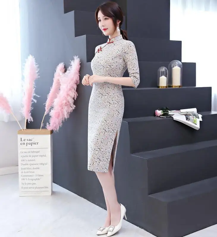 z0829 Новое поступление модное современное Cheongsam тонкое платье Ципао с разрезом женское платье китайские традиционные платья Китай магазин одежды Размер S-3XL - Цвет: z0829