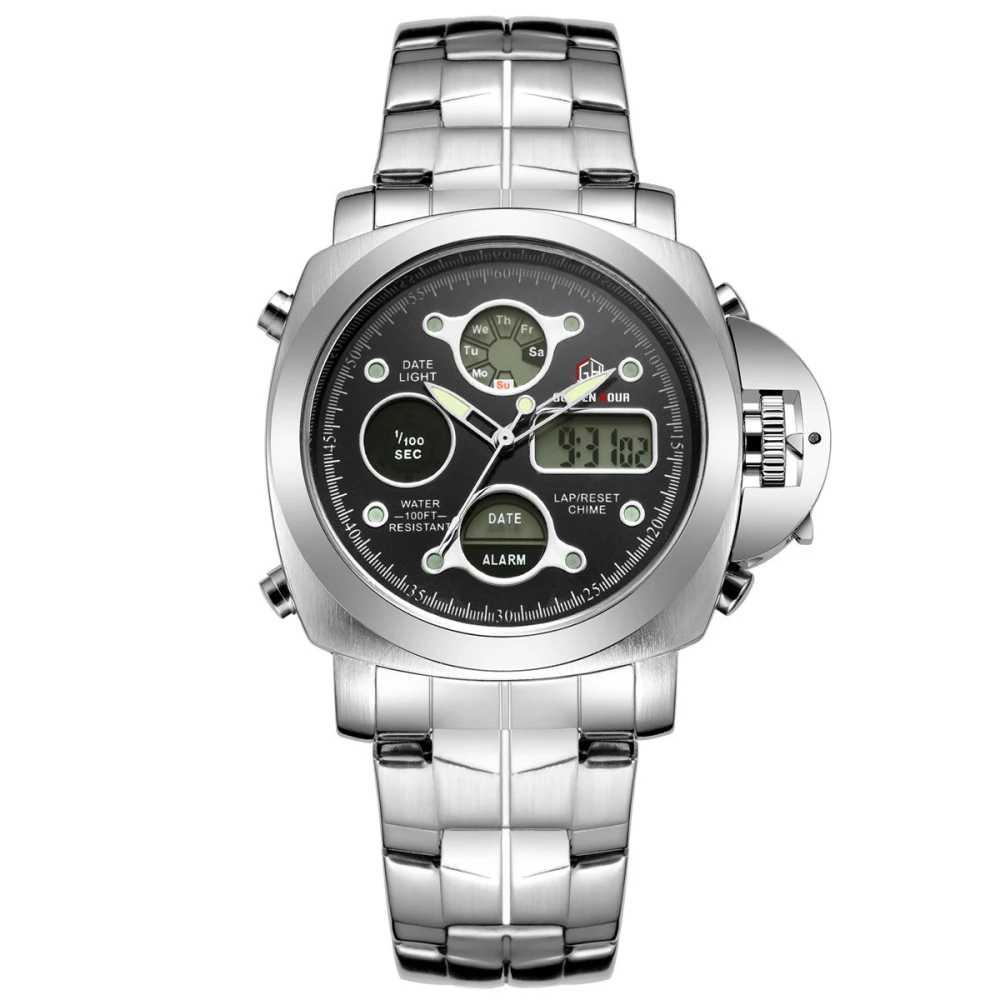 Новые модные роскошные Брендовые мужские спортивные часы все стали двойной