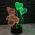 Светодиодный 3d маленький ночник любовь медведи красочные романтические подарки на день рождения 3d светильник оптовая продажа рождественские украшения милые лампы