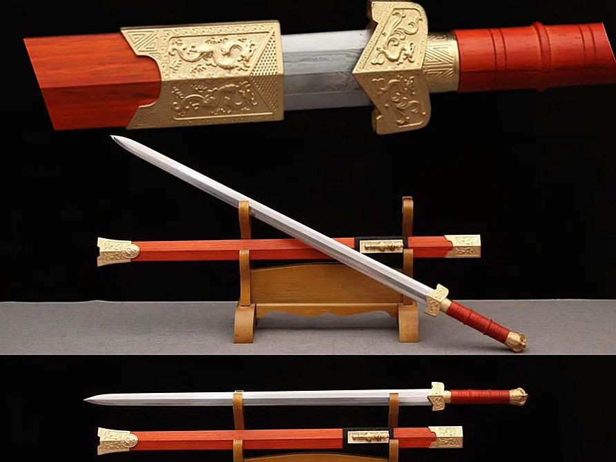 Ручная работа китайский нож Dao Sword Han jian с острым сложенным узором стальной мечи