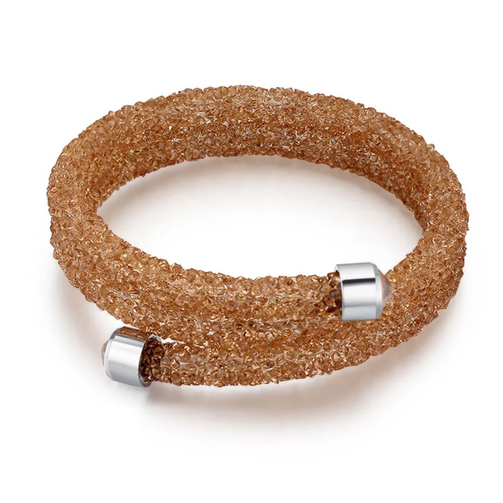 Crystal GSHA Браслет-манжета двухслойный браслет с кручеными кристаллами от Swarovski для подарка на Рождество хороший для девушки - Окраска металла: Crystal GSHA