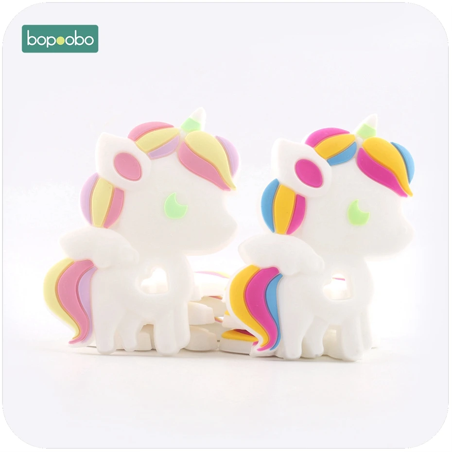 Фото Bopoobo 5 шт. детские игрушки силиконовый Единорог прекрасный Diy Прорезыватель для