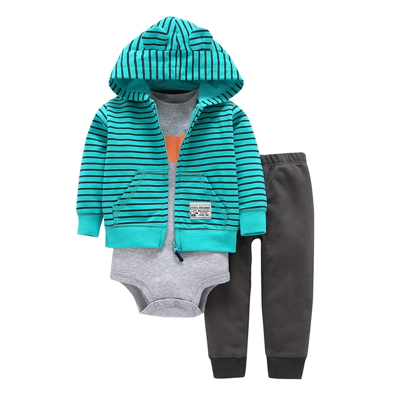 2019 spring autumn baby BOY GIRL CLOTHES SET long sleeve o-neck jacket+pant+rompers newborn outfit infant clothing new born suit | Детская