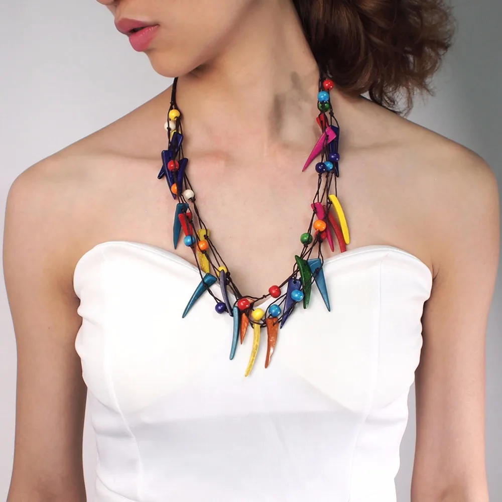 

Ожерелье MANILAI в стиле бохо с кулоном из скорлупы кокоса, длинное ожерелье ручной работы из бисера, Этнические женские ювелирные изделия