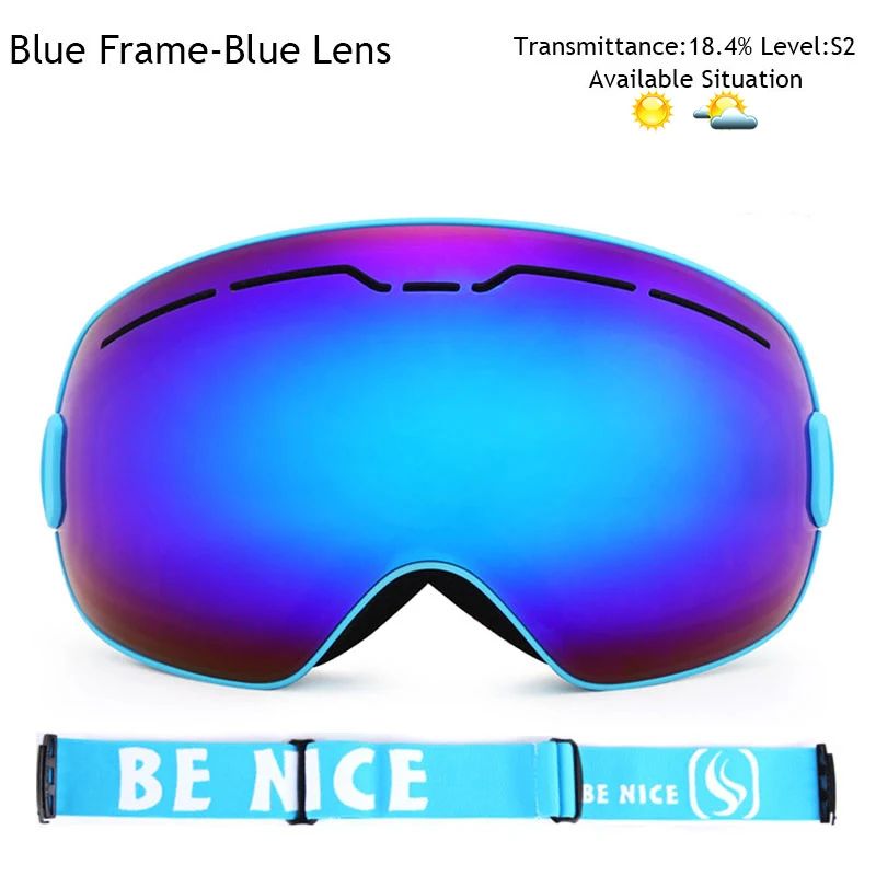 Новые UV400 противотуманные двухслойные мужские лыжные очки большие линзы Лыжная маска очки снежные очки для сноуборда зеркальные очки с покрытием