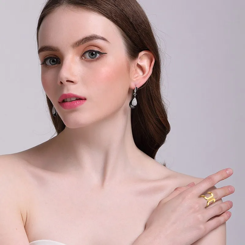 Женское кольцо-миди из нержавеющей стали Золотое модное коктейльное украшение -