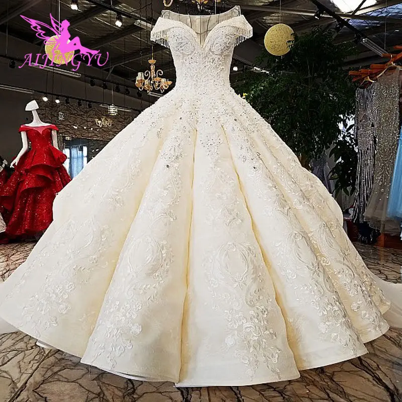 

AIJINGYU Luxury Lace Gowns In Dubai Long Sleeve engagement Simple Newest Bridal Gown Korea Custom Wedding Dress