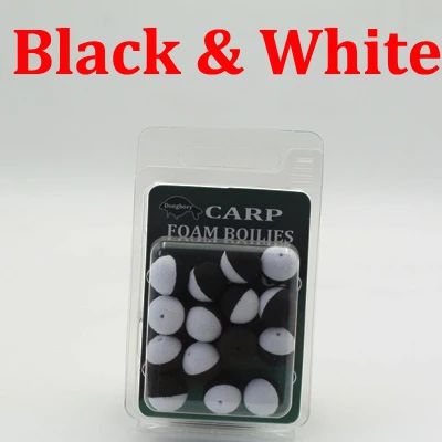 White N Black 15 шт. рыболовные приманки для ловли карпа, Duo Foam Pop Up Boilies Ball, черная и желтая имитирующая приманка для ловли карпа, Zig Rig, фидер для рыбалки - Цвет: White N Black