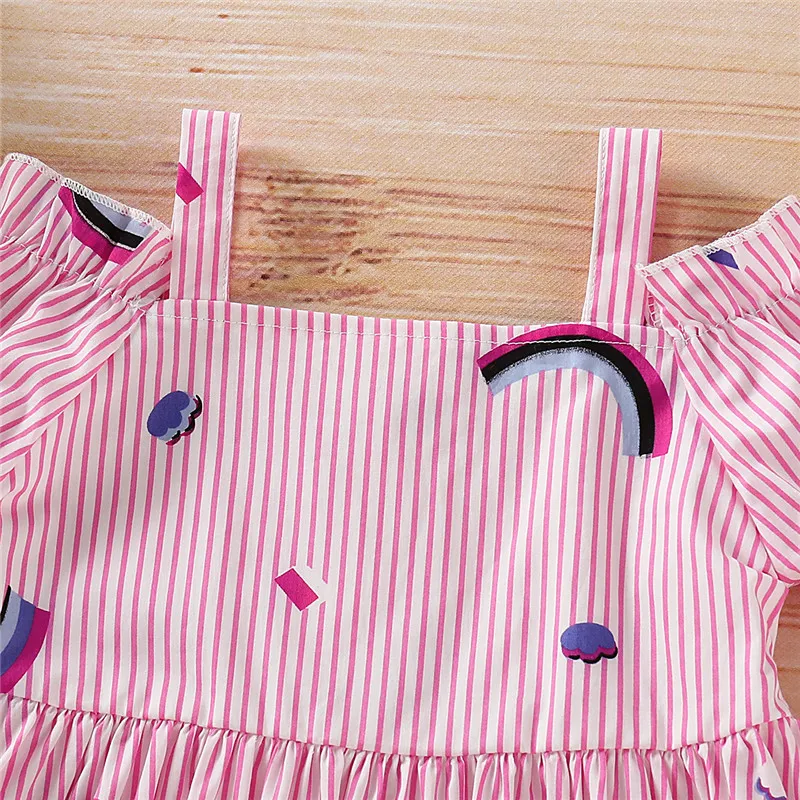 Girls Summer Dress Puff Sleeve Pink Floral Off Shoulder Little Dresses Wholesale Lots Bulk Clothes | Детская одежда и обувь