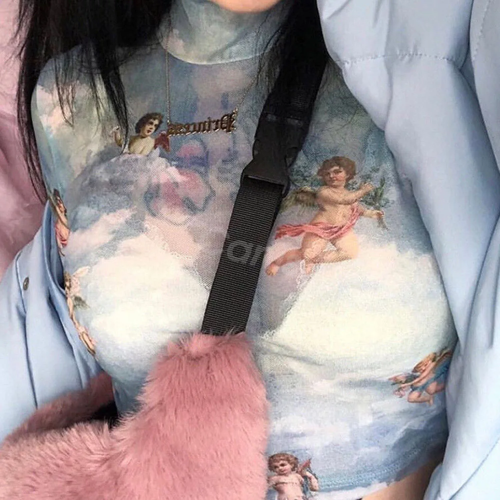 2019 новые модные женские короткий соблазнительный прозрачный Футболки с длинным